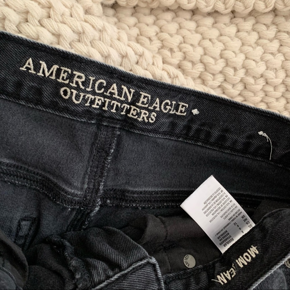 Dark Grey American Eagle High Rise Mom Jeans 8 - Picture 7 of 8
